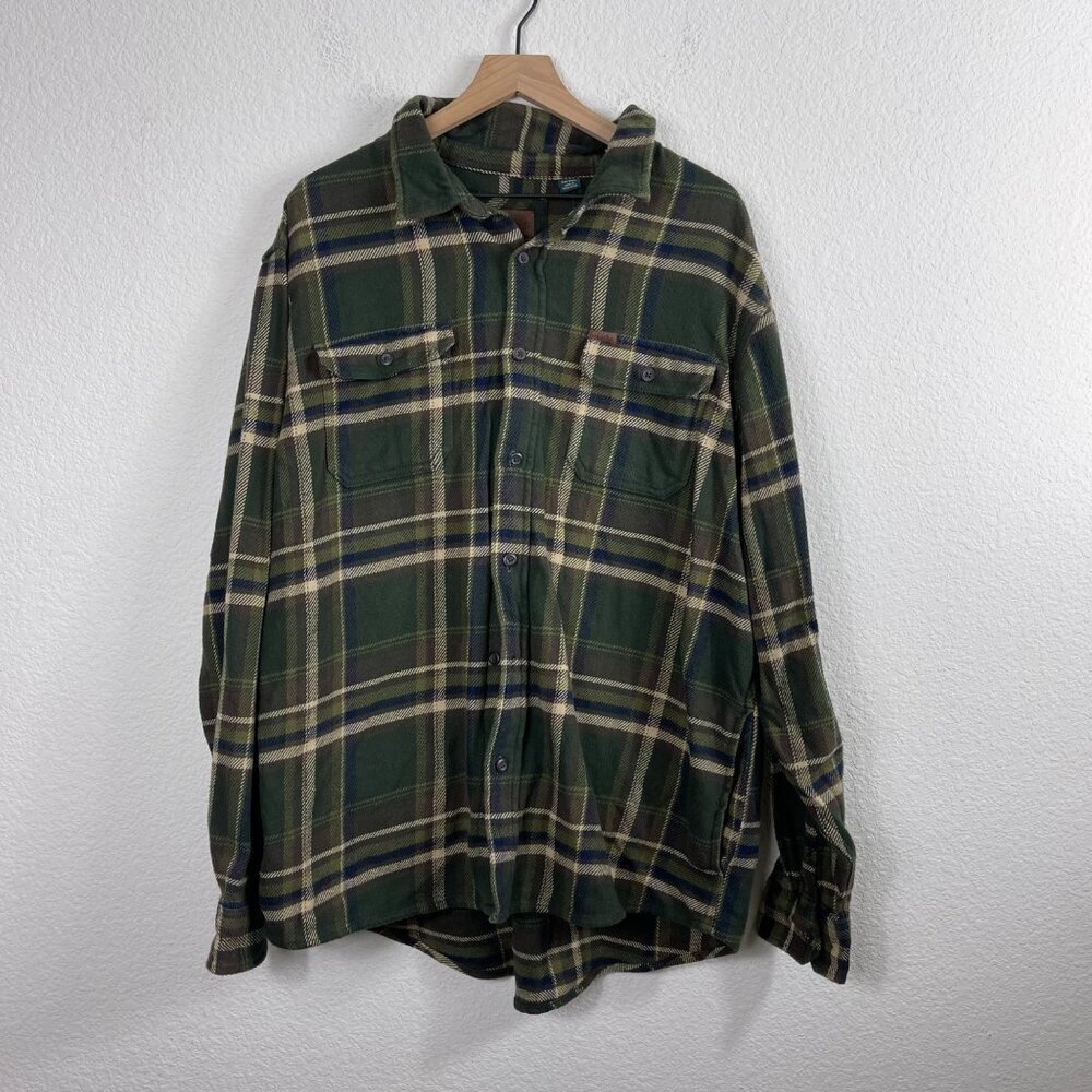 Orvis Men’s Heavyweight Flannel Shirt – XXL Brown/Green Plaid - Picture 2 of 6